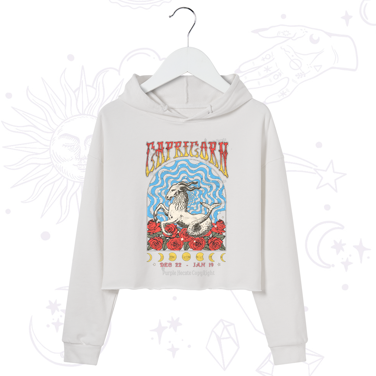 Purplehecate Capricorn Crew Zodiac Crop Hoodie