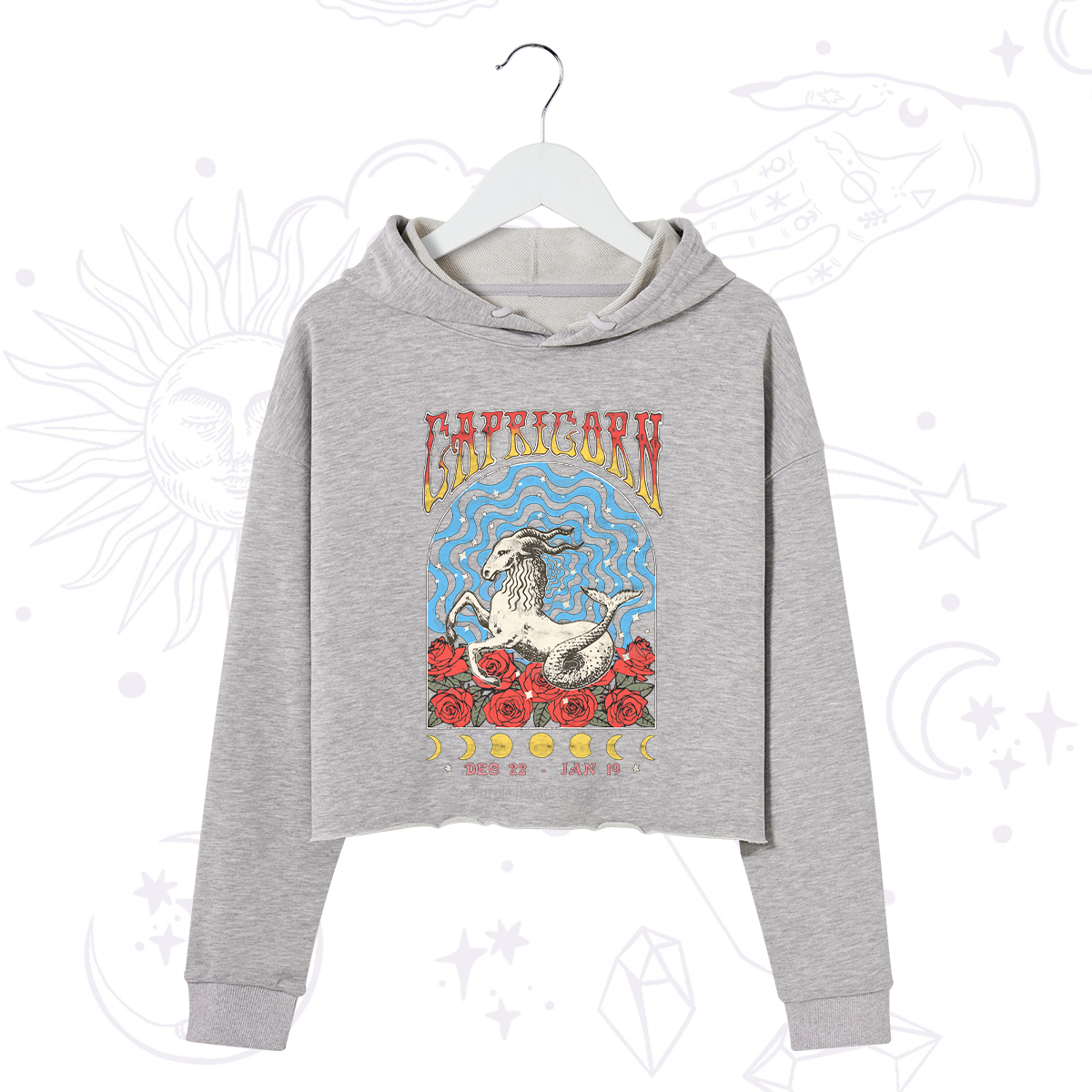 Purplehecate Capricorn Crew Zodiac Crop Hoodie