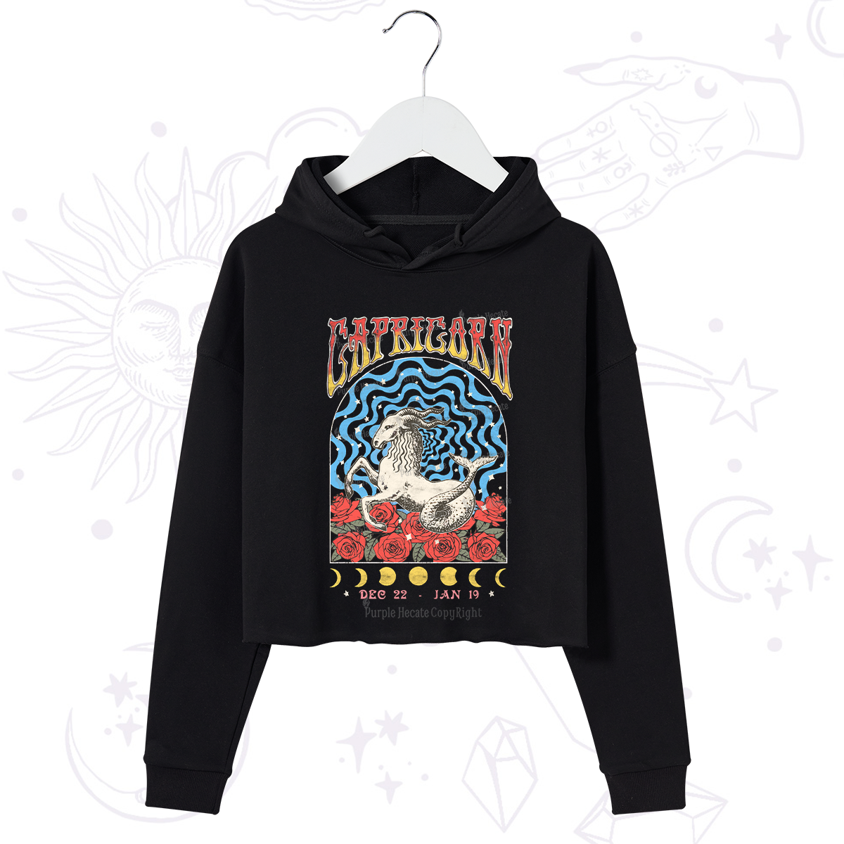 Purplehecate Capricorn Crew Zodiac Crop Hoodie