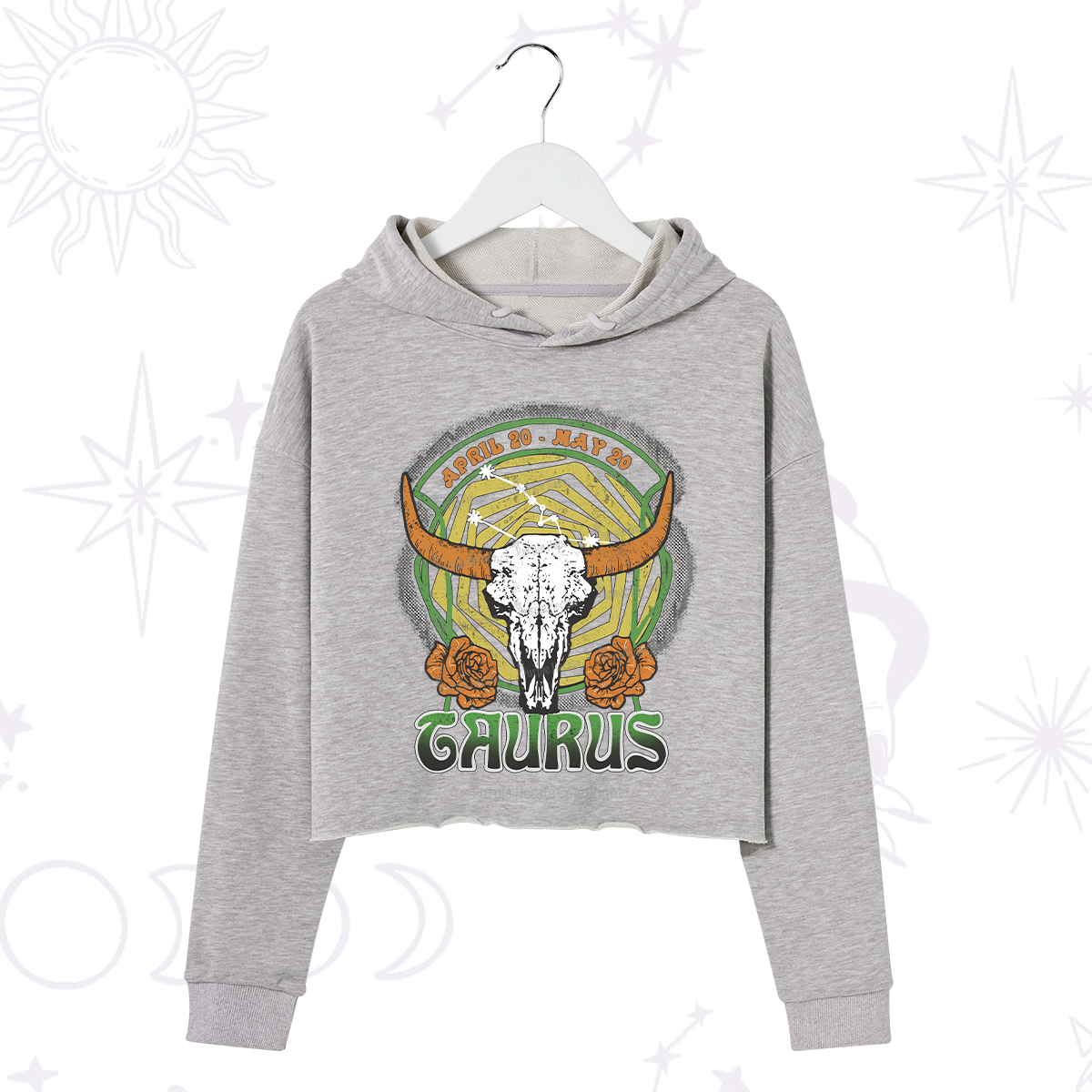 Purplehecate Taurus Crew Zodiac Crop Hoodie