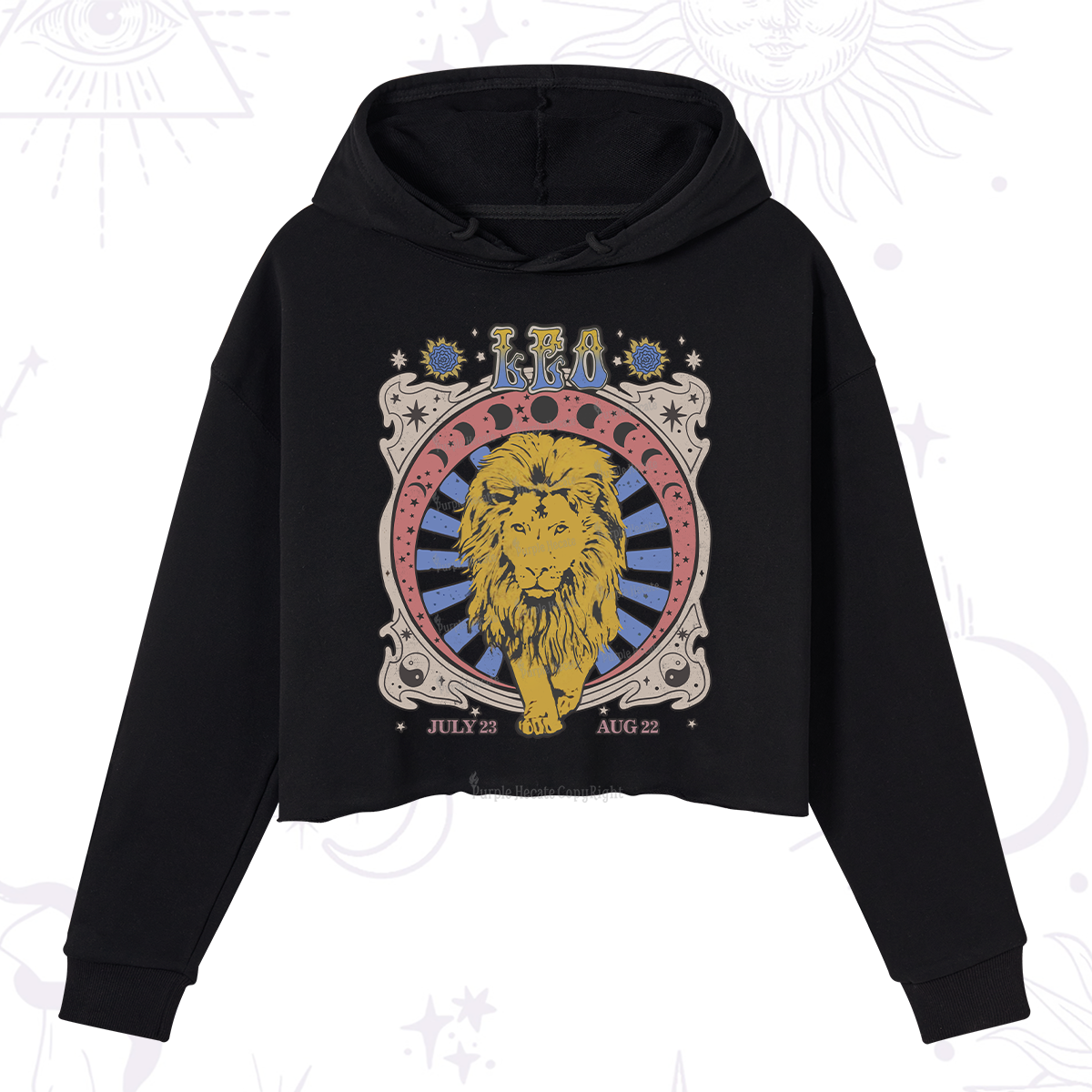 Purplehecate Leo Crew Zodiac Crop Hoodie
