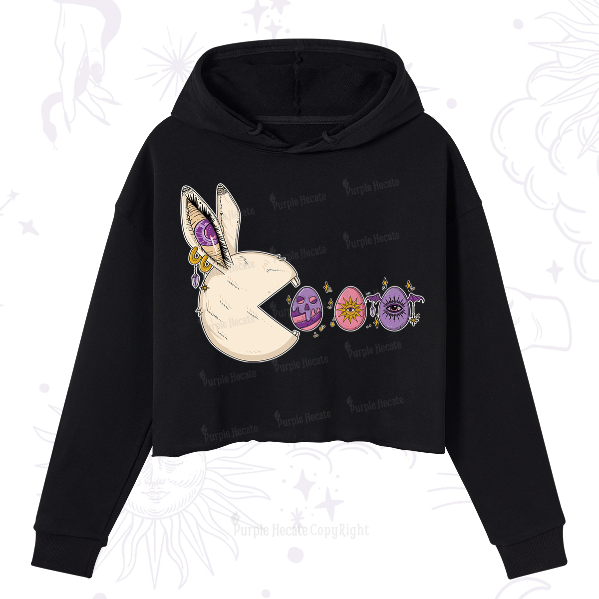 Purplehecate Egg Hunter Bunny Easter Crop Hoodie