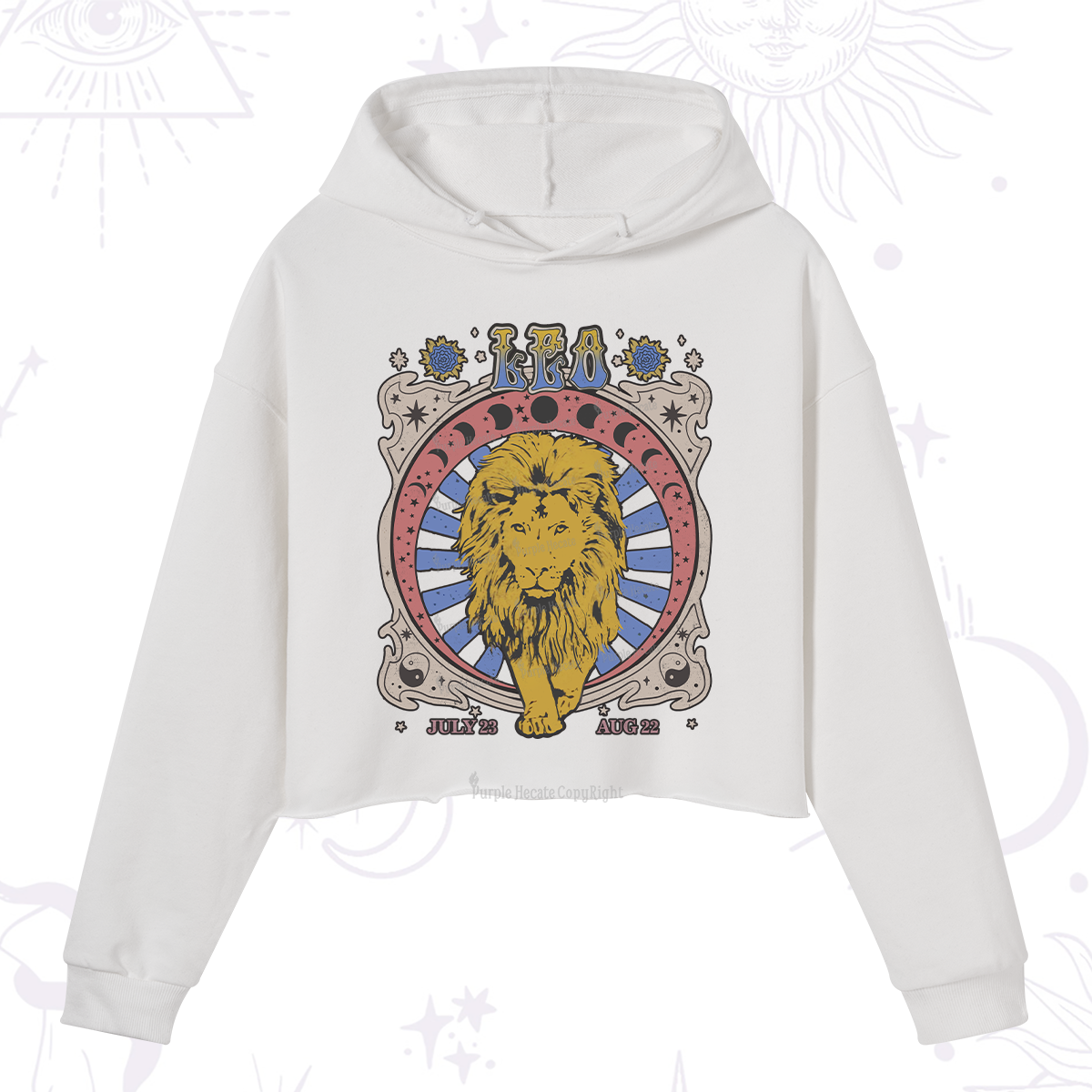Purplehecate Leo Crew Zodiac Crop Hoodie