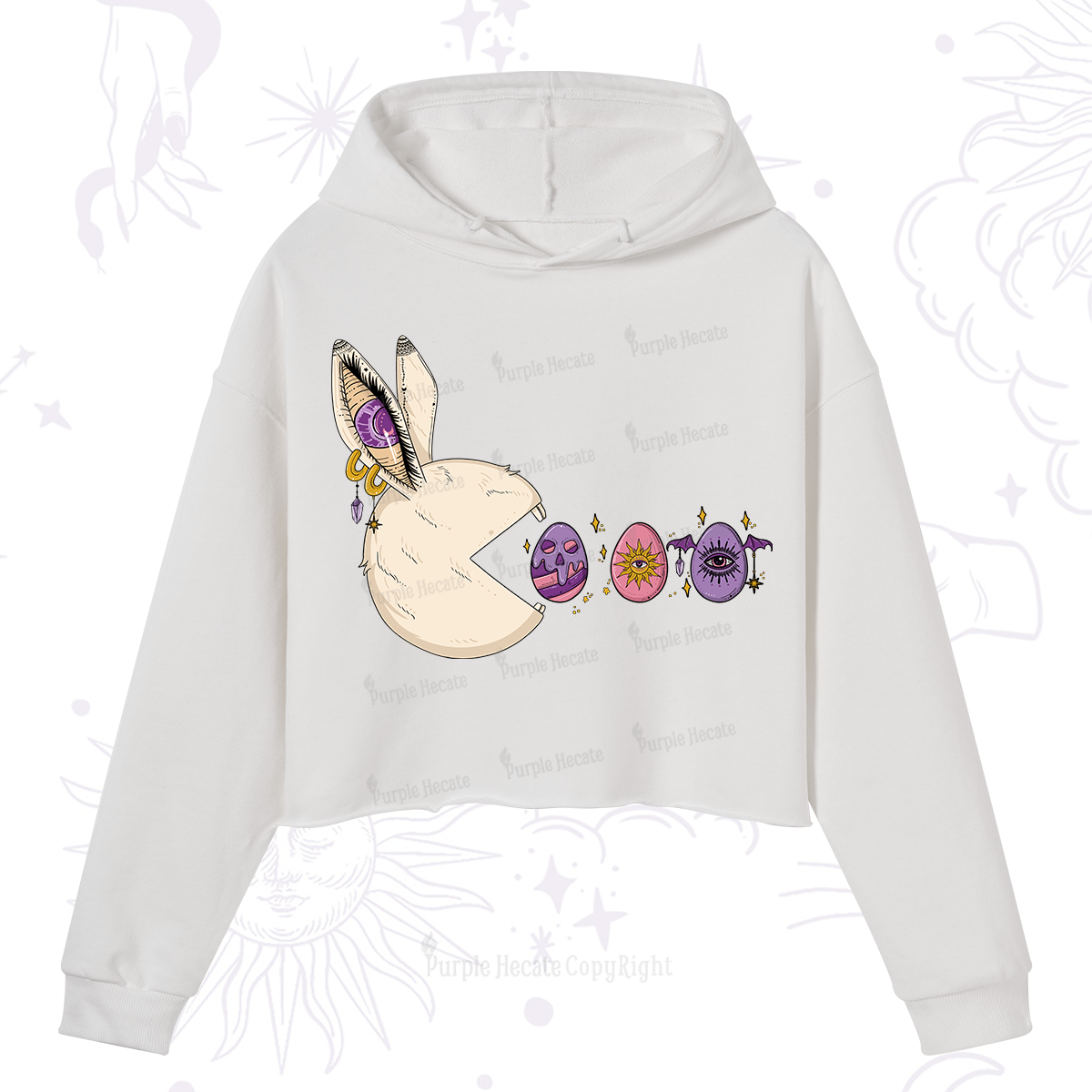 Purplehecate Egg Hunter Bunny Easter Crop Hoodie
