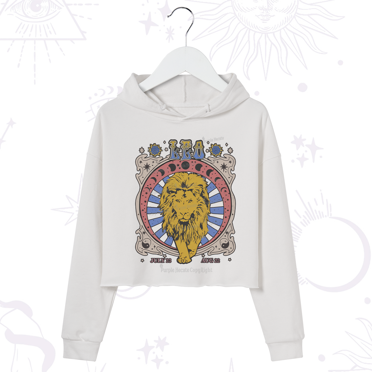 Purplehecate Leo Crew Zodiac Crop Hoodie