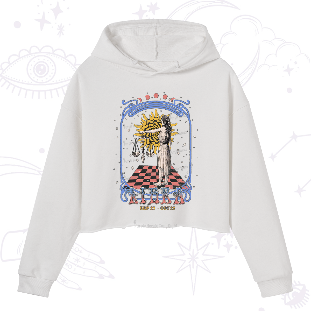 Purplehecate Libra Crew Zodiac Crop Hoodie