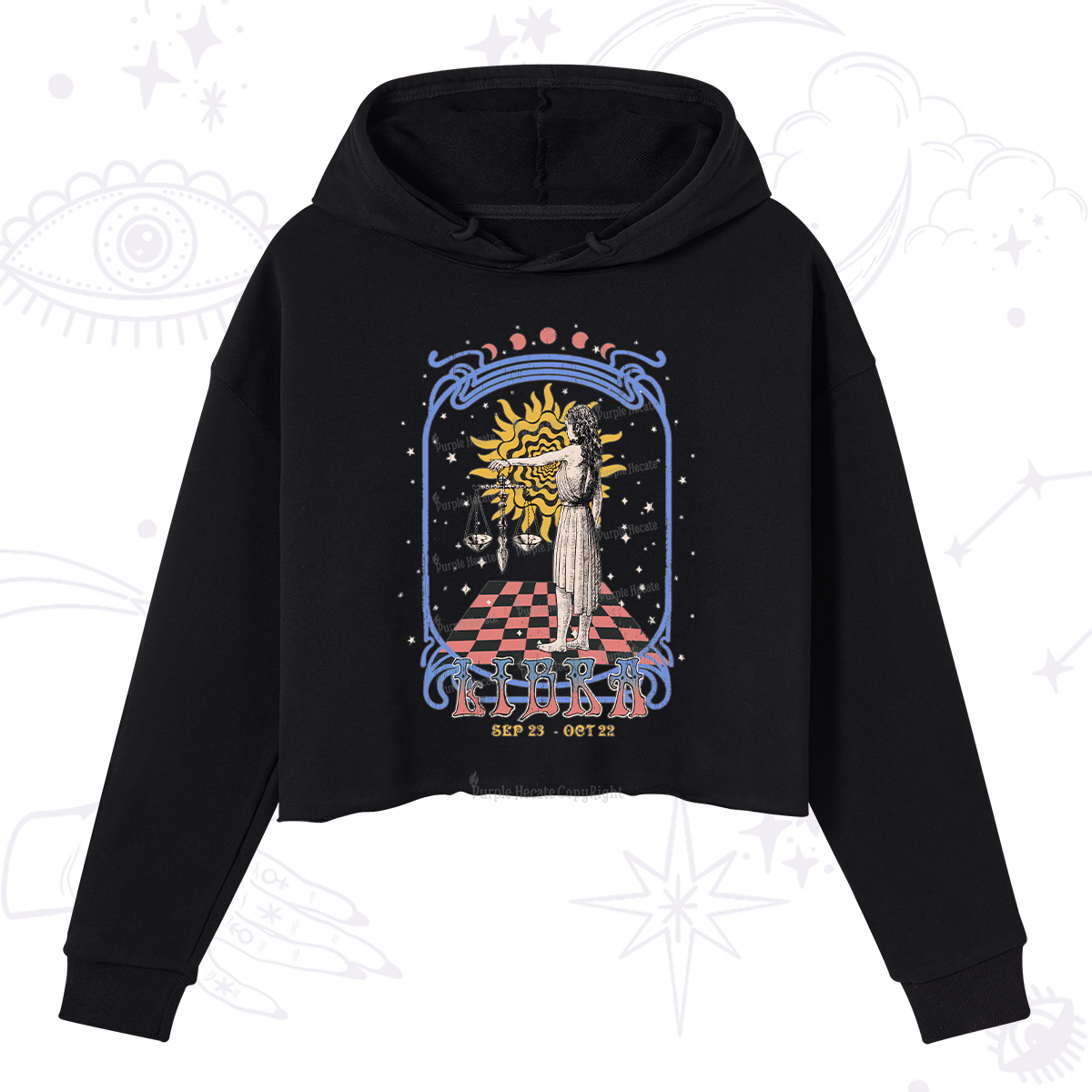 Purplehecate Libra Crew Zodiac Crop Hoodie