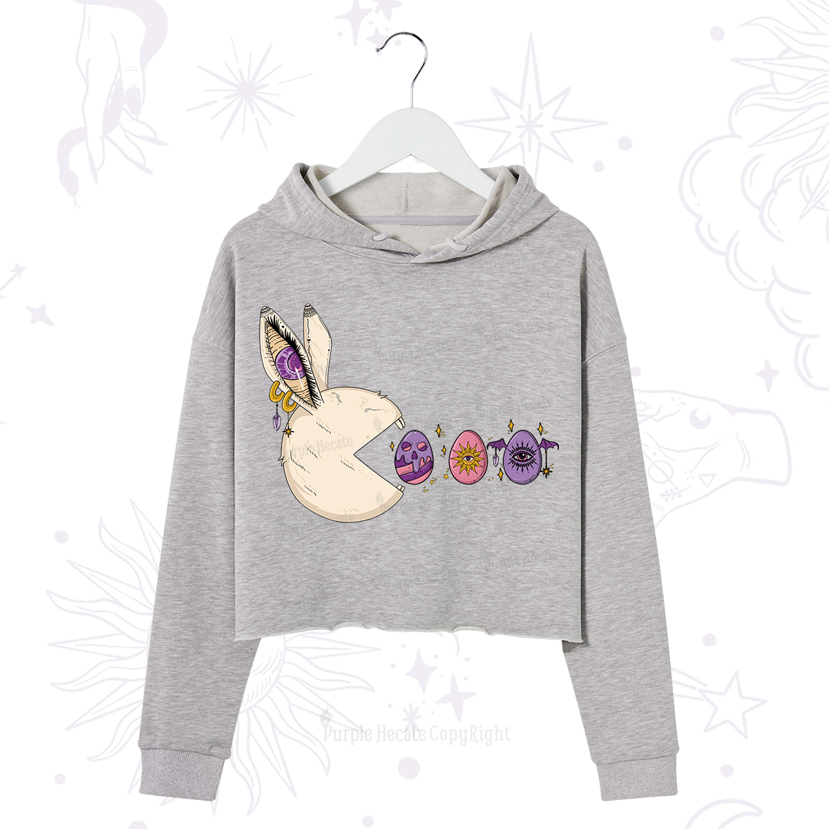 Purplehecate Egg Hunter Bunny Easter Crop Hoodie