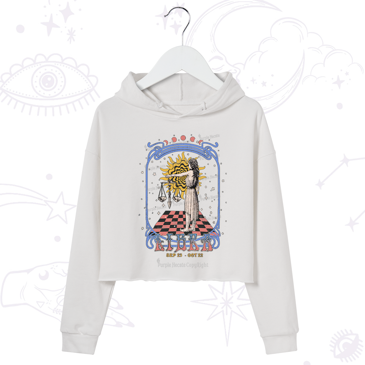 Purplehecate Libra Crew Zodiac Crop Hoodie