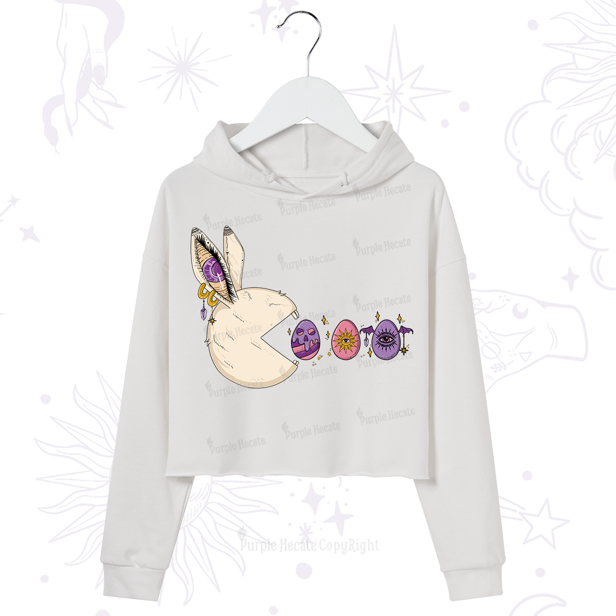 Purplehecate Egg Hunter Bunny Easter Crop Hoodie
