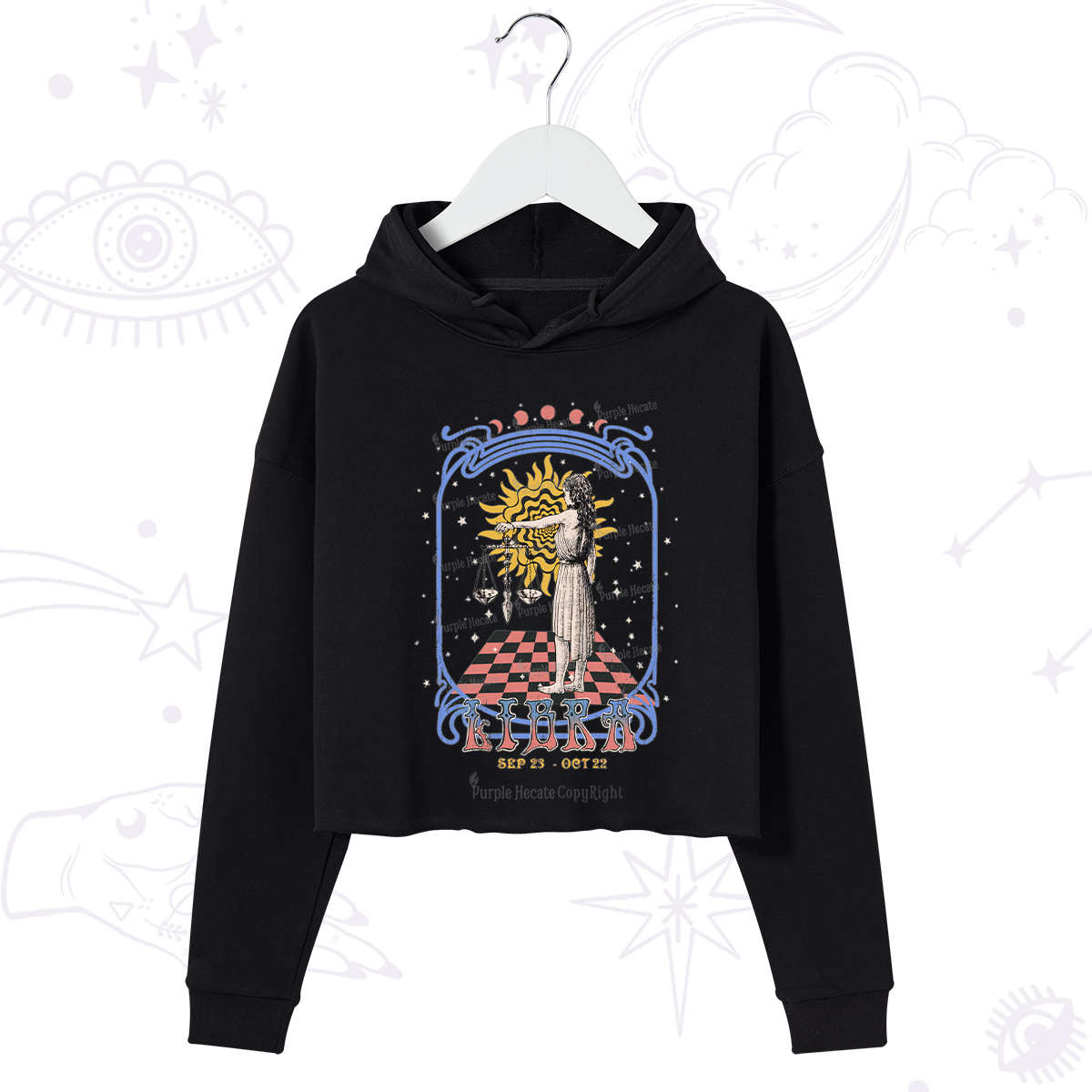 Purplehecate Libra Crew Zodiac Crop Hoodie