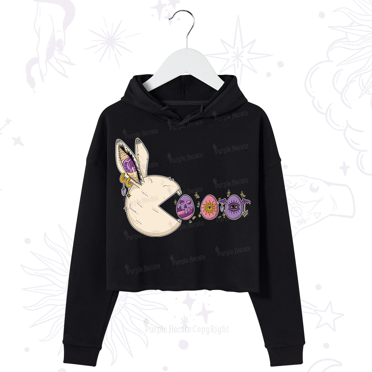 Purplehecate Egg Hunter Bunny Easter Crop Hoodie