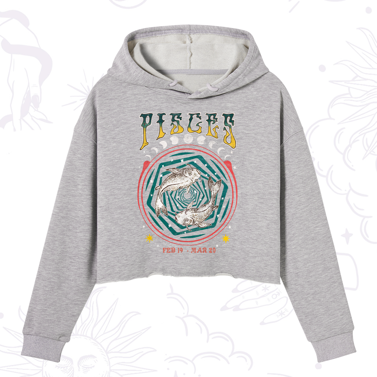 Purplehecate Pisces Crew Zodiac Crop Hoodie