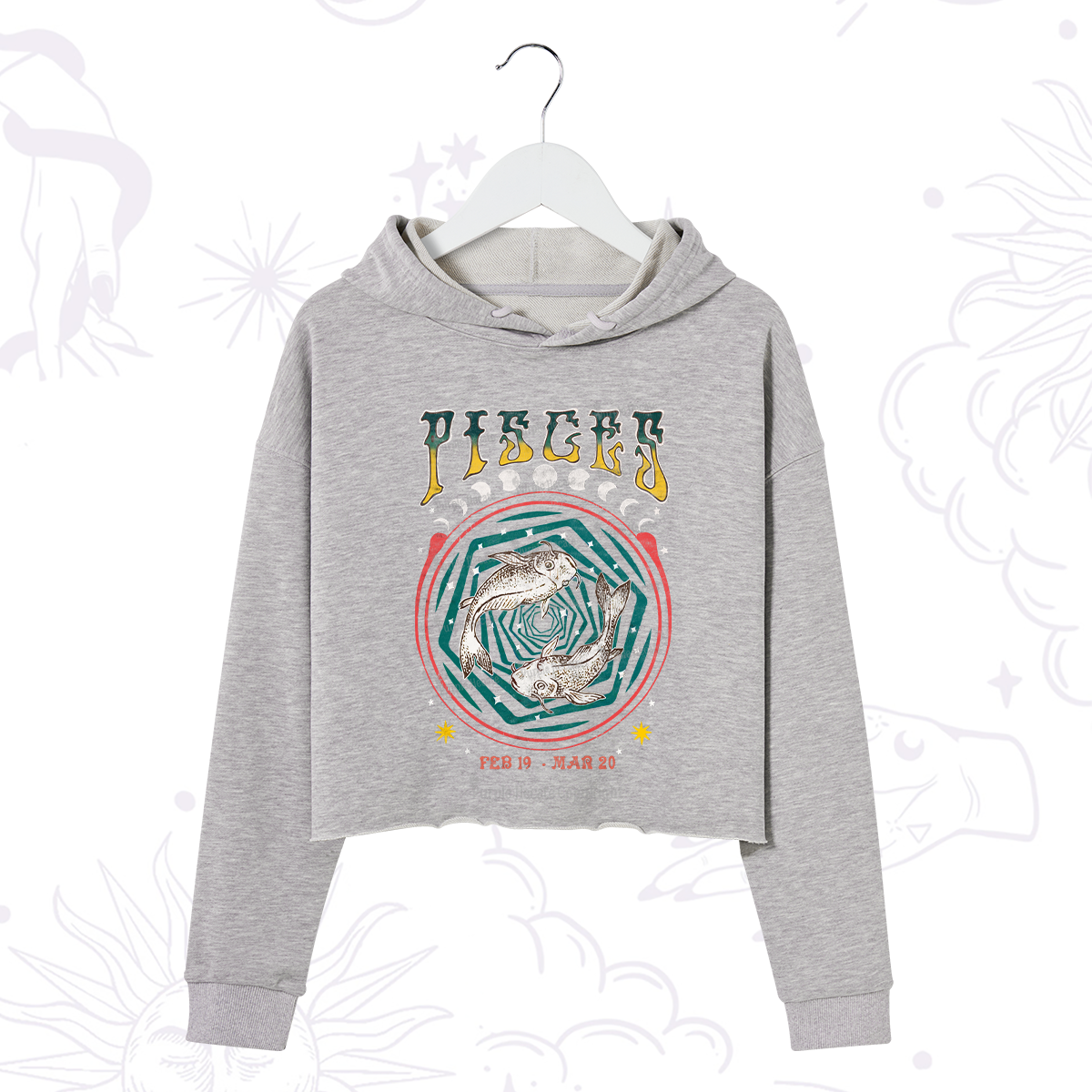 Purplehecate Pisces Crew Zodiac Crop Hoodie