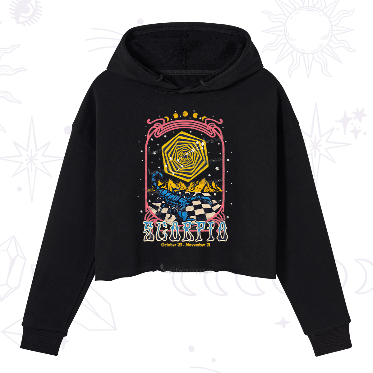 Purplehecate Scorpio Crew Zodiac Crop Hoodie