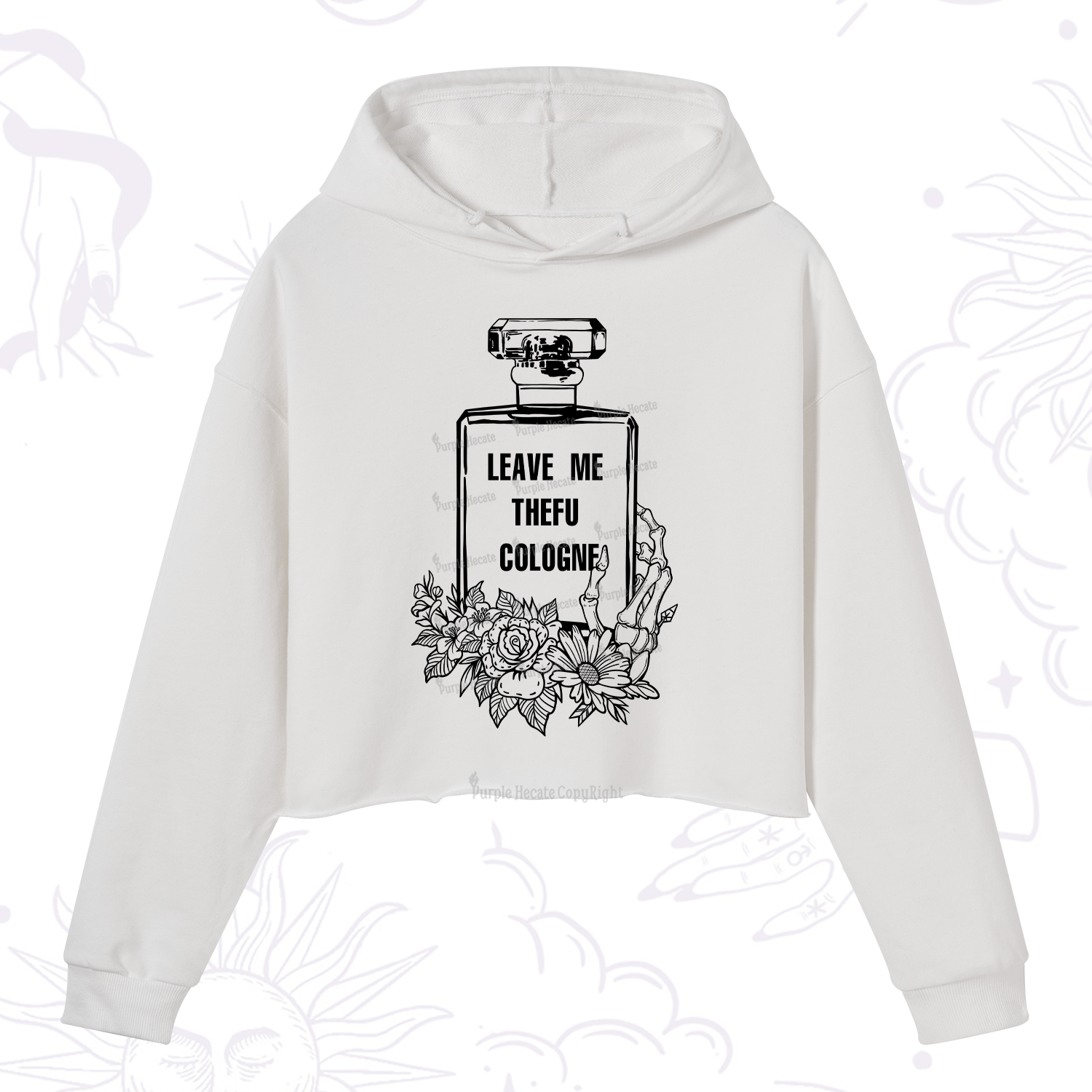 Purplehecate Leave Me The FU Cologne Crop Hoodie