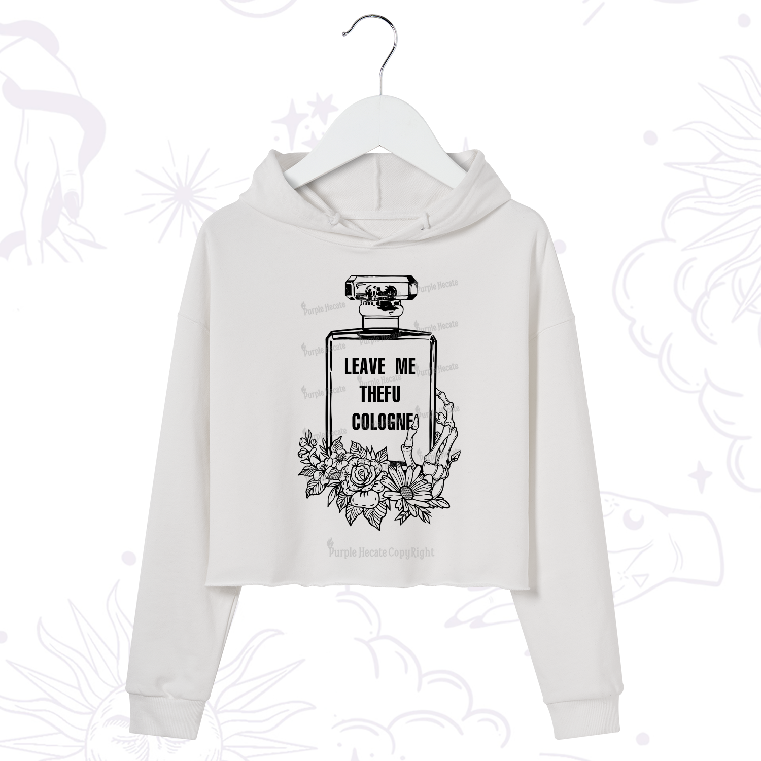 Purplehecate Leave Me The FU Cologne Crop Hoodie