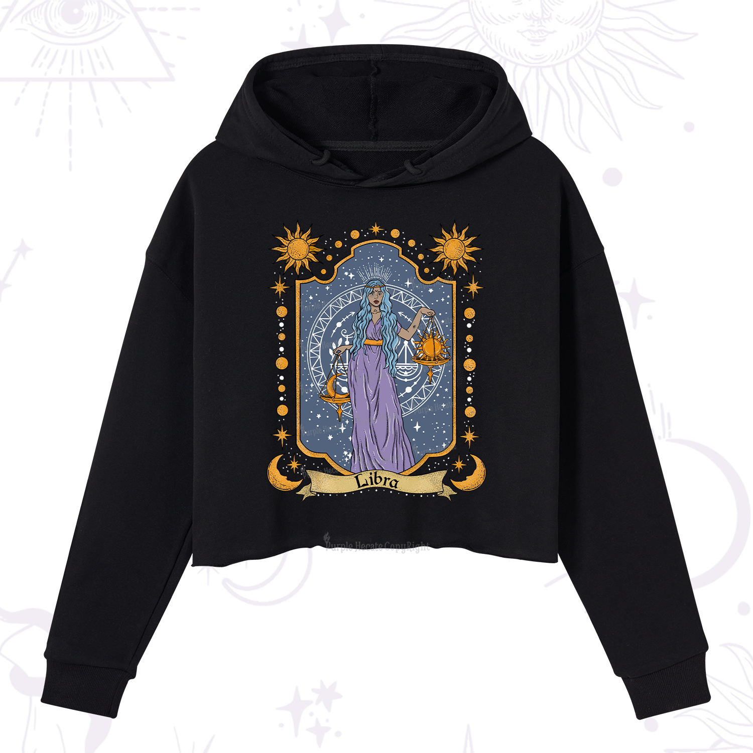 Purplehecate Libra Zodiac Crop Hoodie