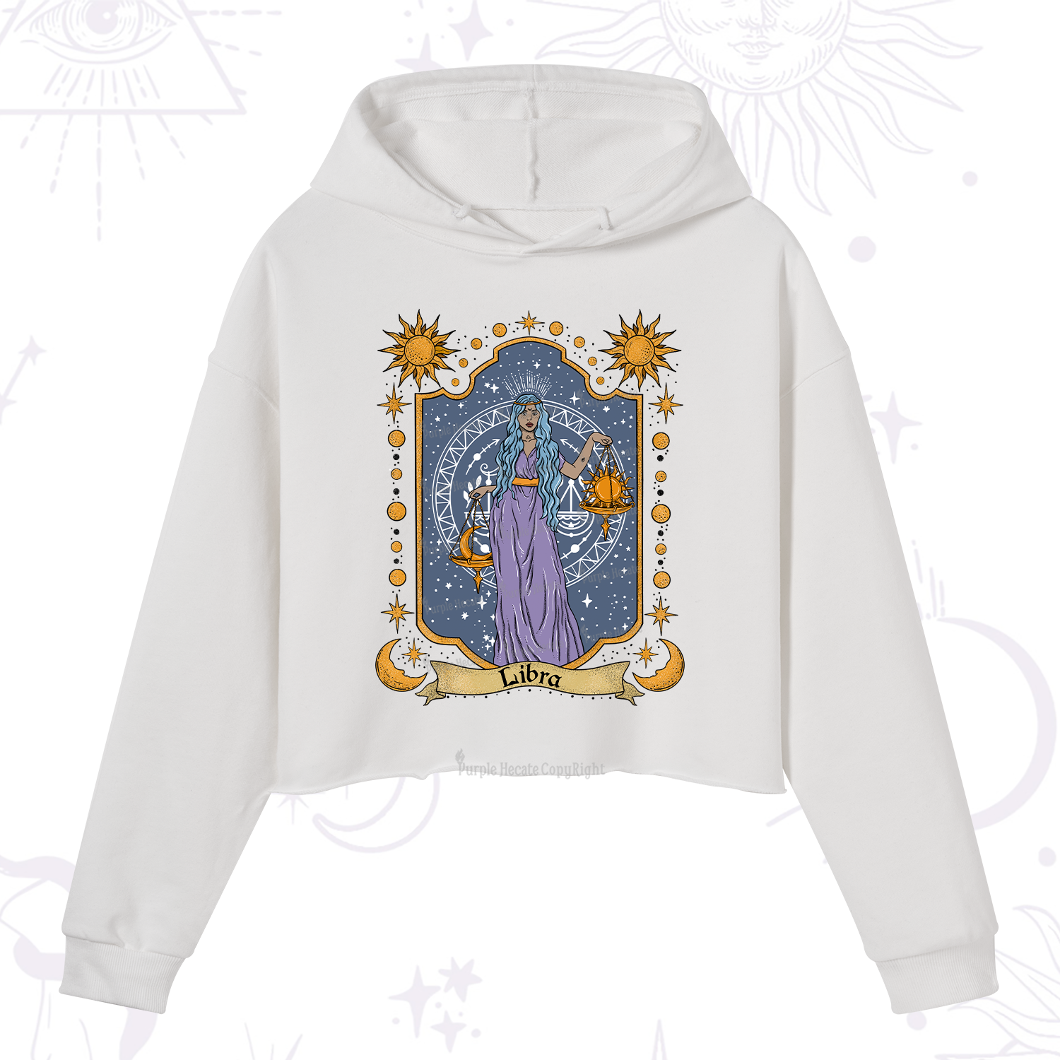 Purplehecate Libra Zodiac Crop Hoodie