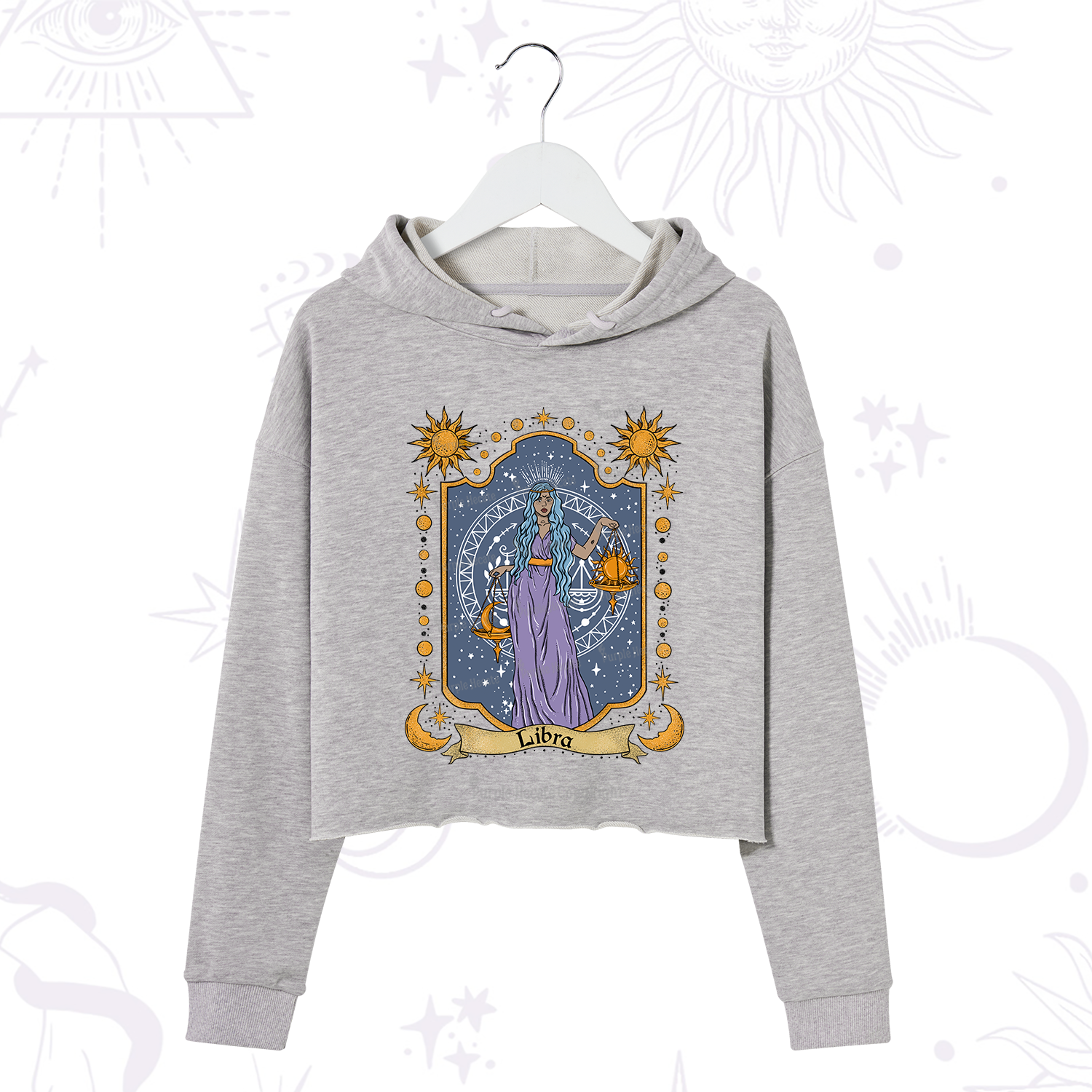 Purplehecate Libra Zodiac Crop Hoodie