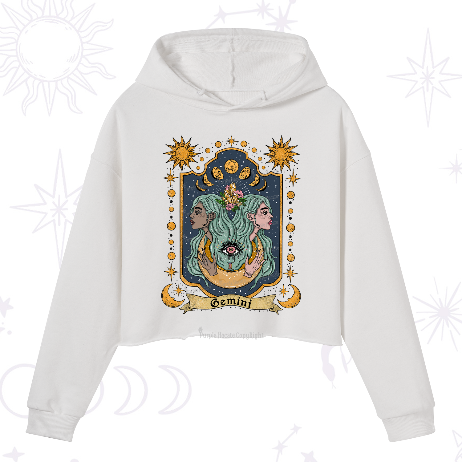 Purplehecate Gemini Zodiac Crop Hoodie