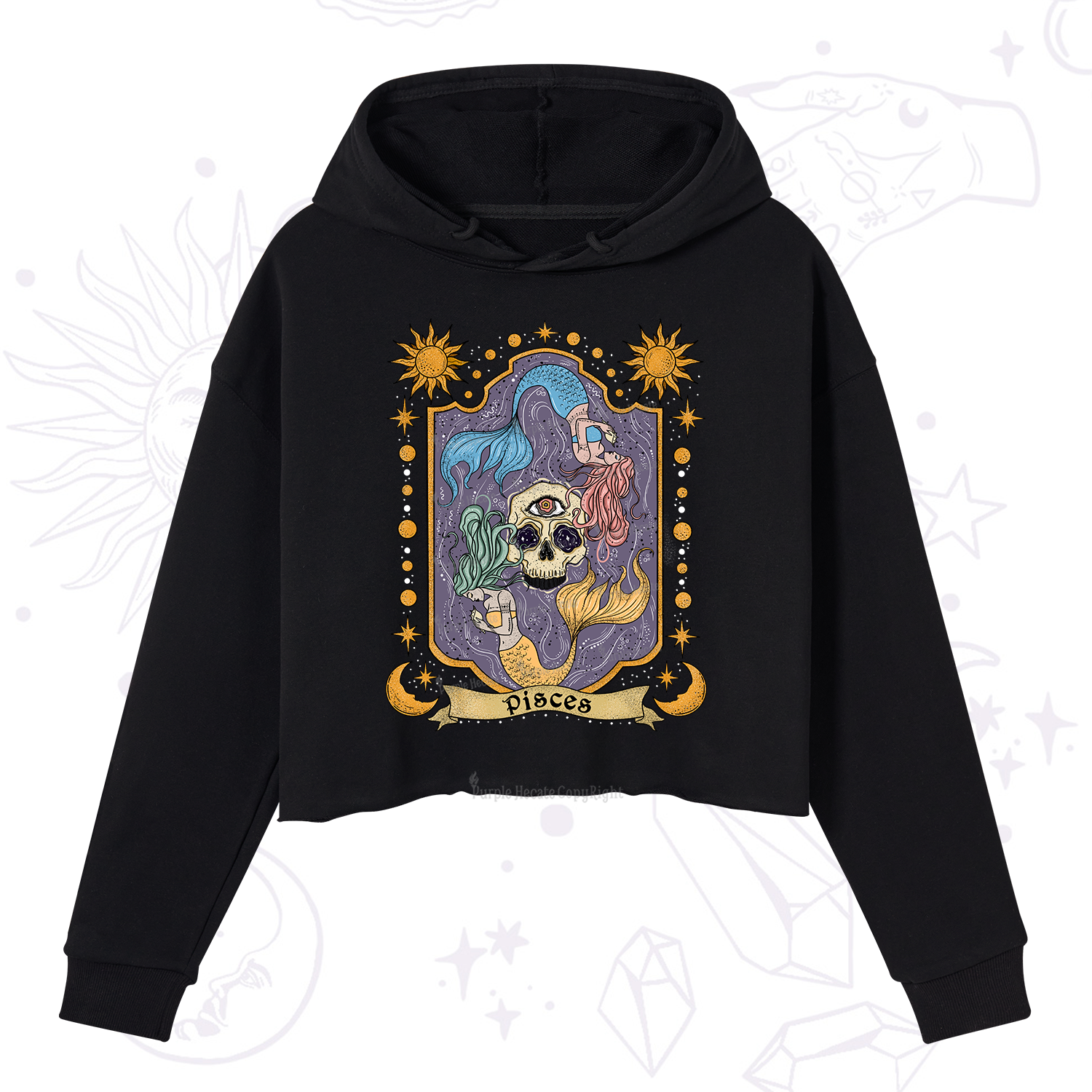 Purplehecate Pisces Zodiac Crop Hoodie