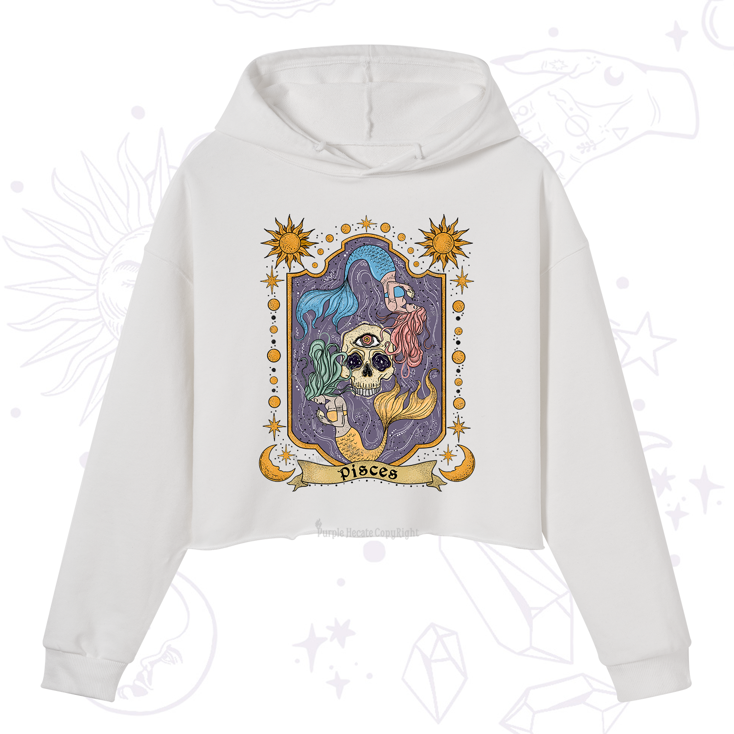Purplehecate Pisces Zodiac Crop Hoodie