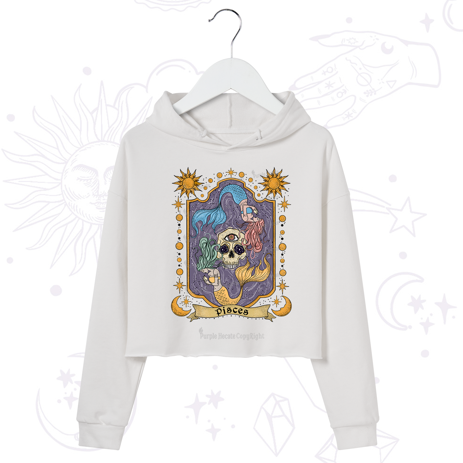 Purplehecate Pisces Zodiac Crop Hoodie
