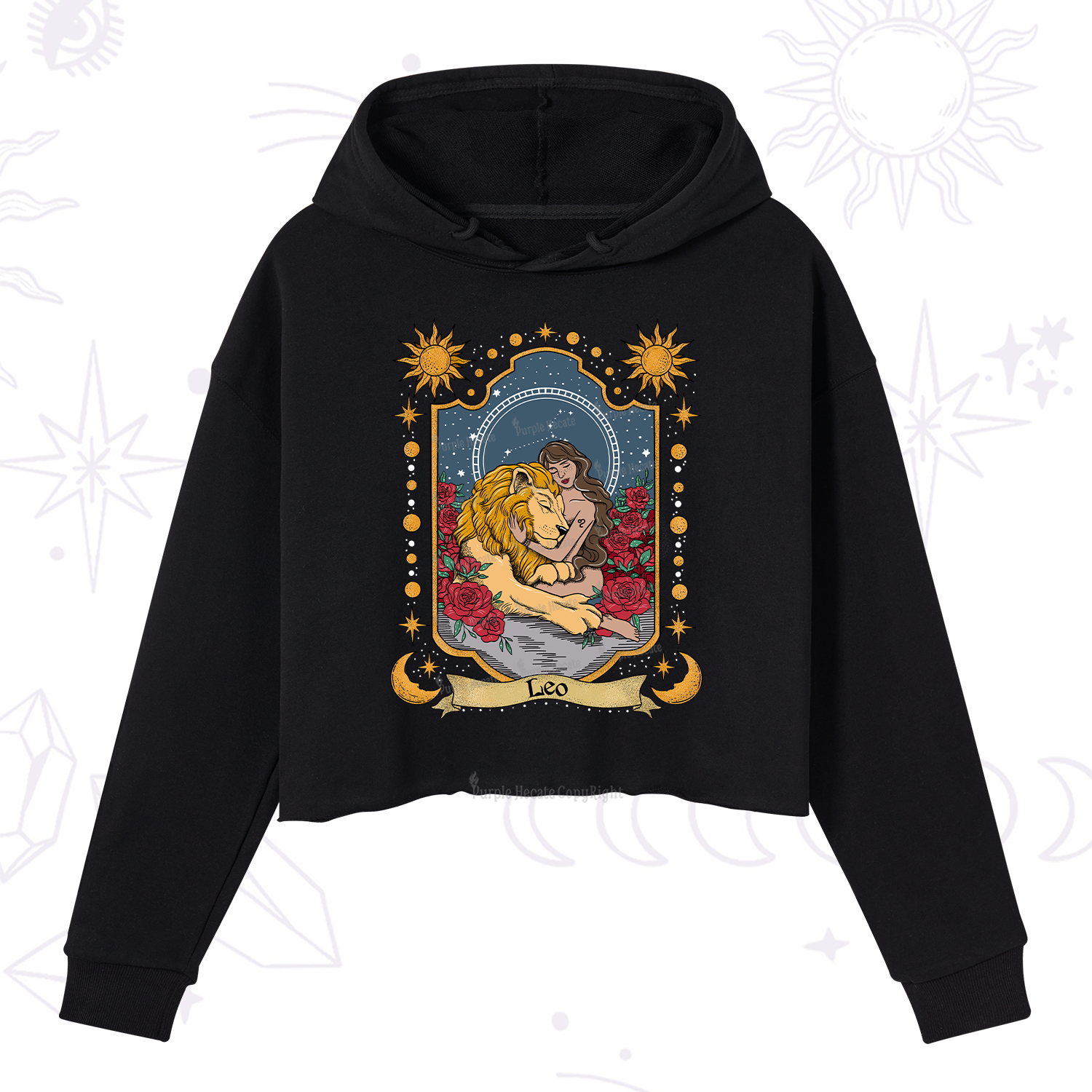 Purplehecate Leo Zodiac Crop Hoodie