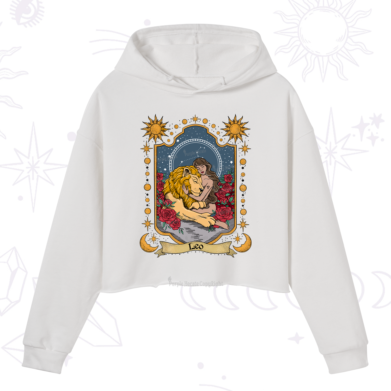 Purplehecate Leo Zodiac Crop Hoodie