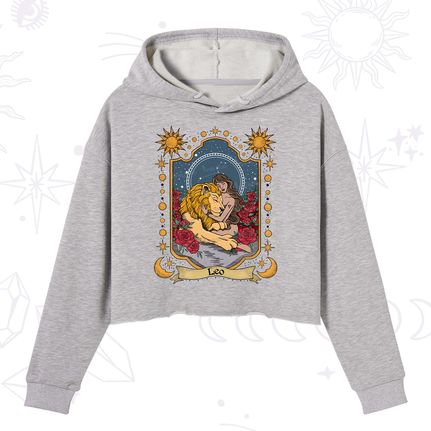 Purplehecate Leo Zodiac Crop Hoodie