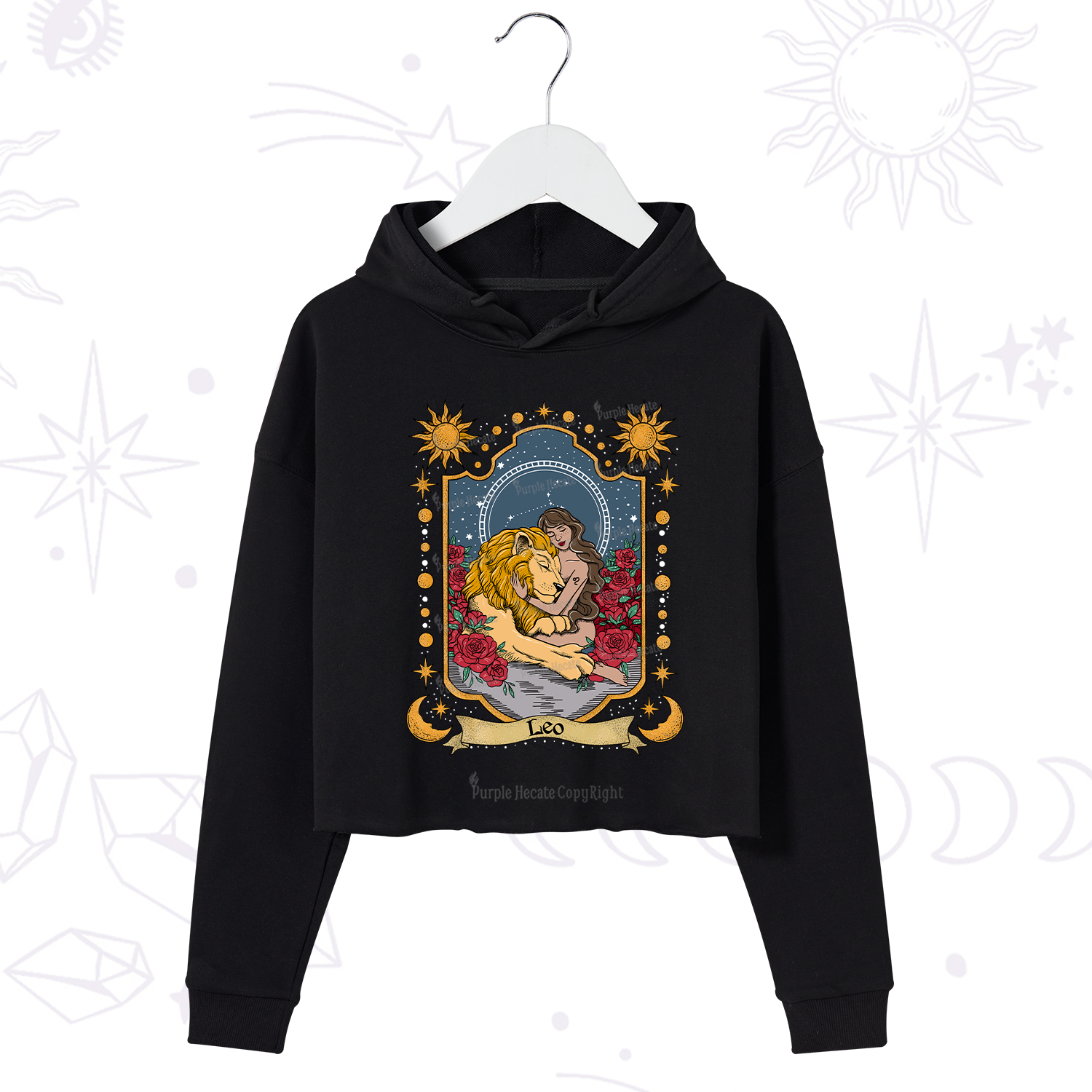 Purplehecate Leo Zodiac Crop Hoodie