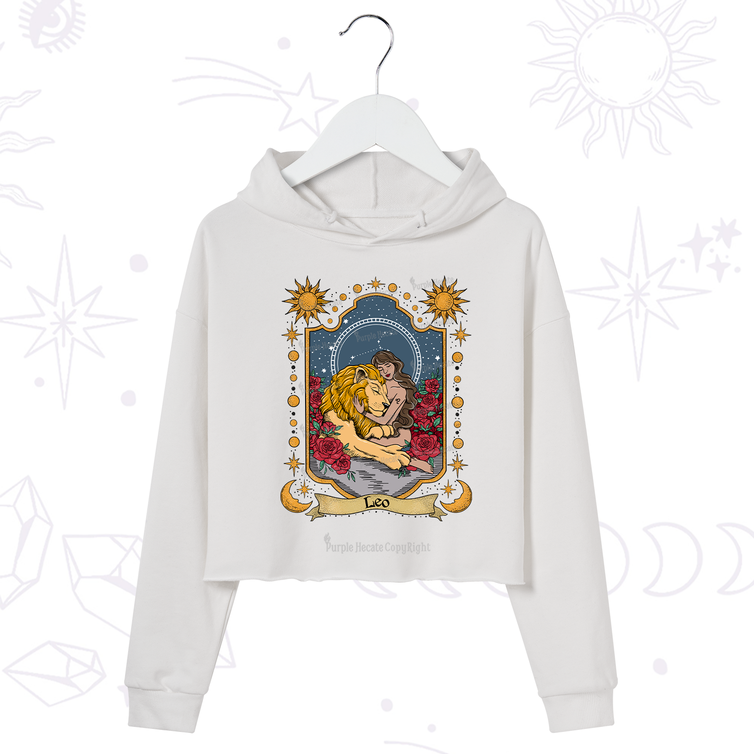 Purplehecate Leo Zodiac Crop Hoodie