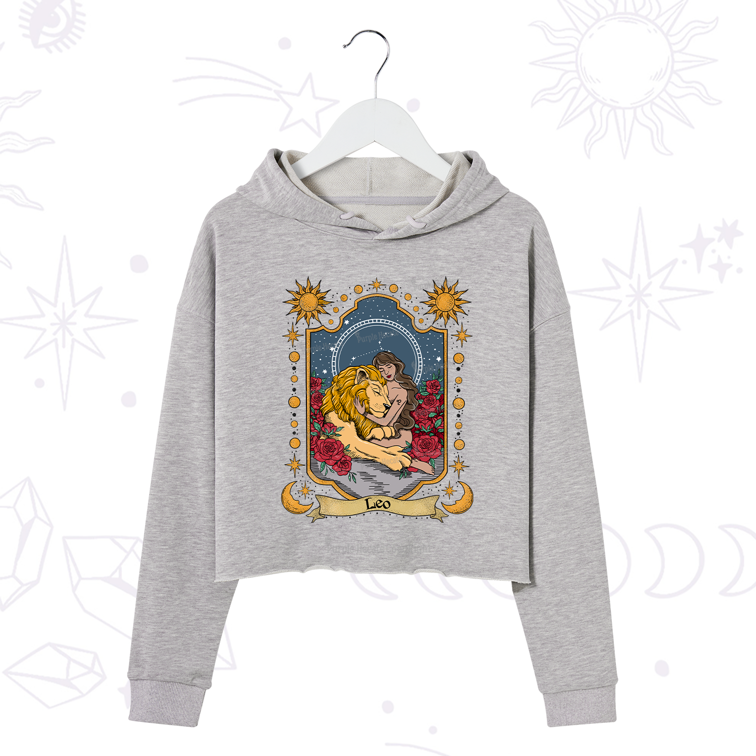 Purplehecate Leo Zodiac Crop Hoodie