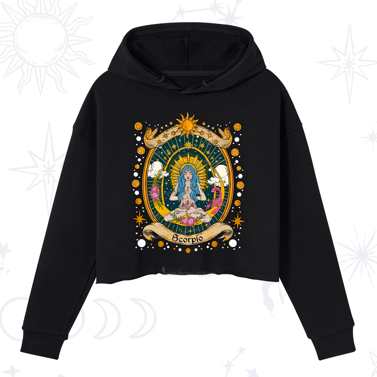 Purplehecate Scorpio Celestial Charm Zodiac Crop Hoodie