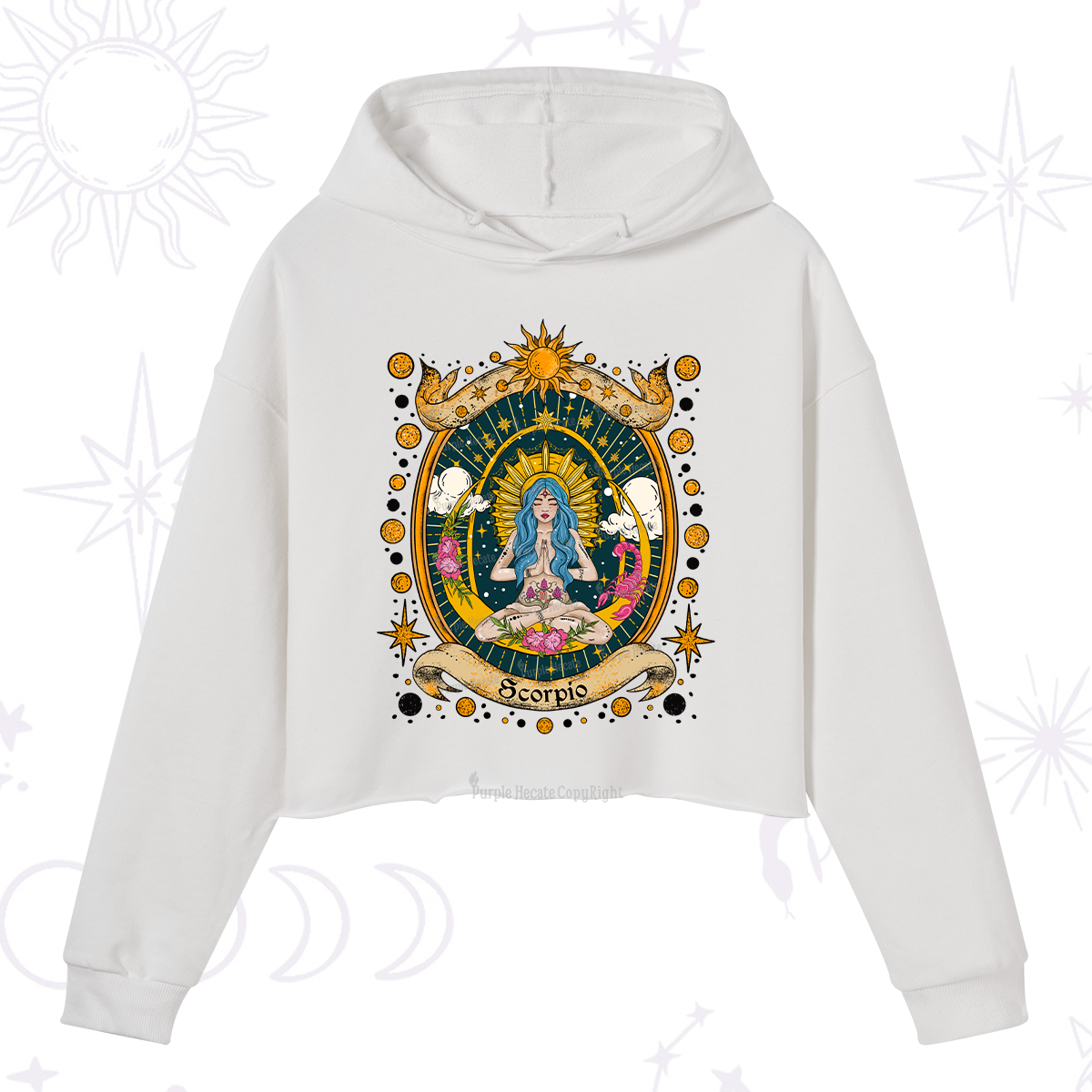 Purplehecate Scorpio Celestial Charm Zodiac Crop Hoodie