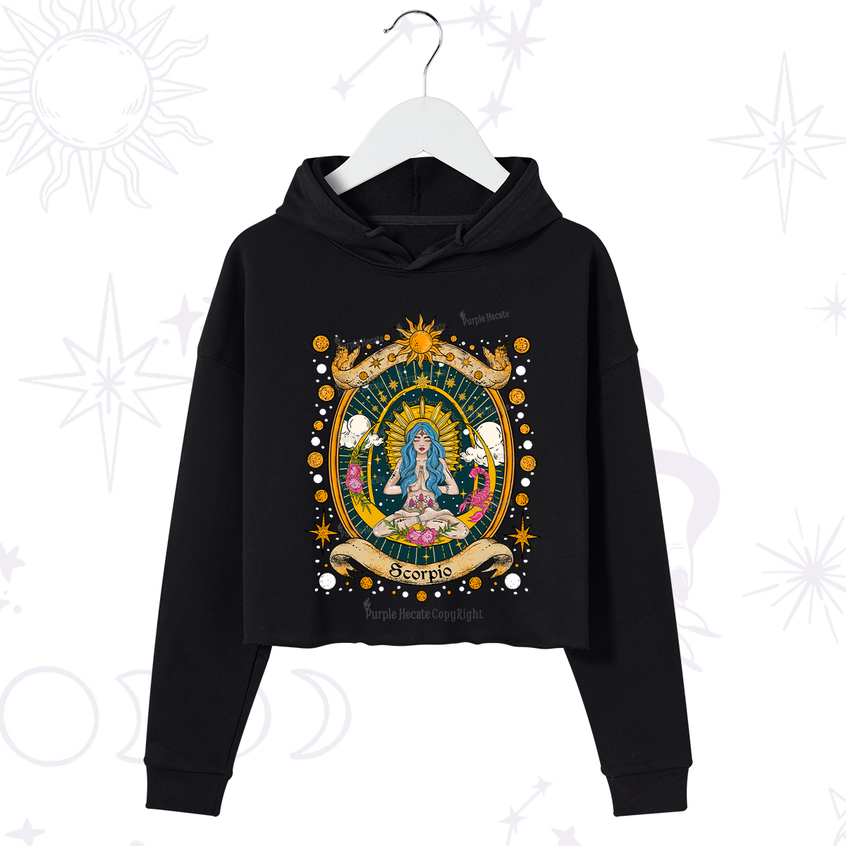 Purplehecate Scorpio Celestial Charm Zodiac Crop Hoodie