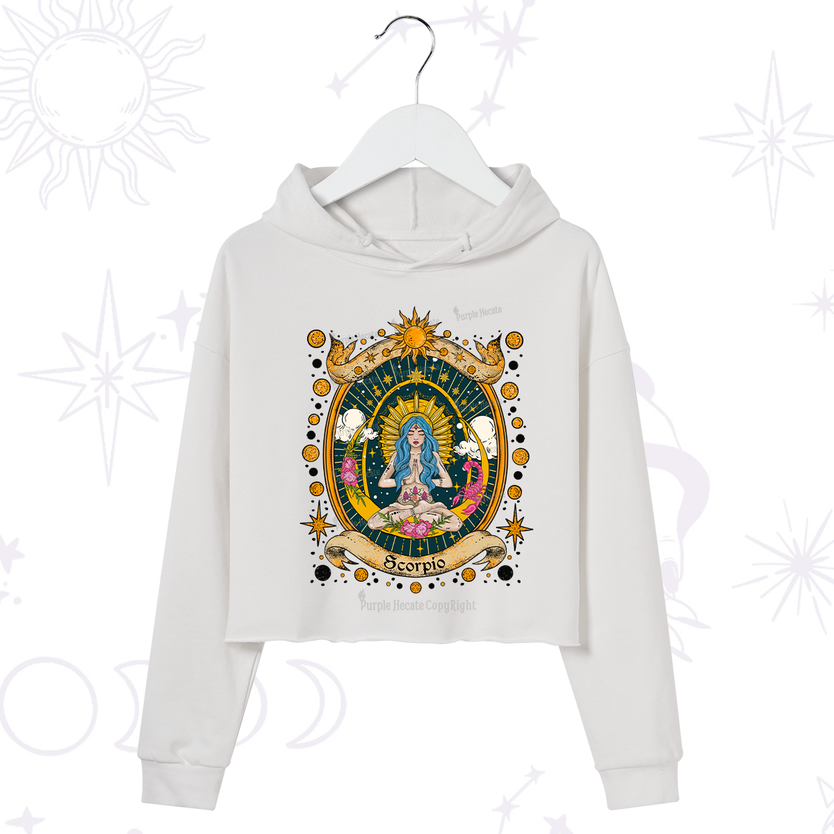 Purplehecate Scorpio Celestial Charm Zodiac Crop Hoodie