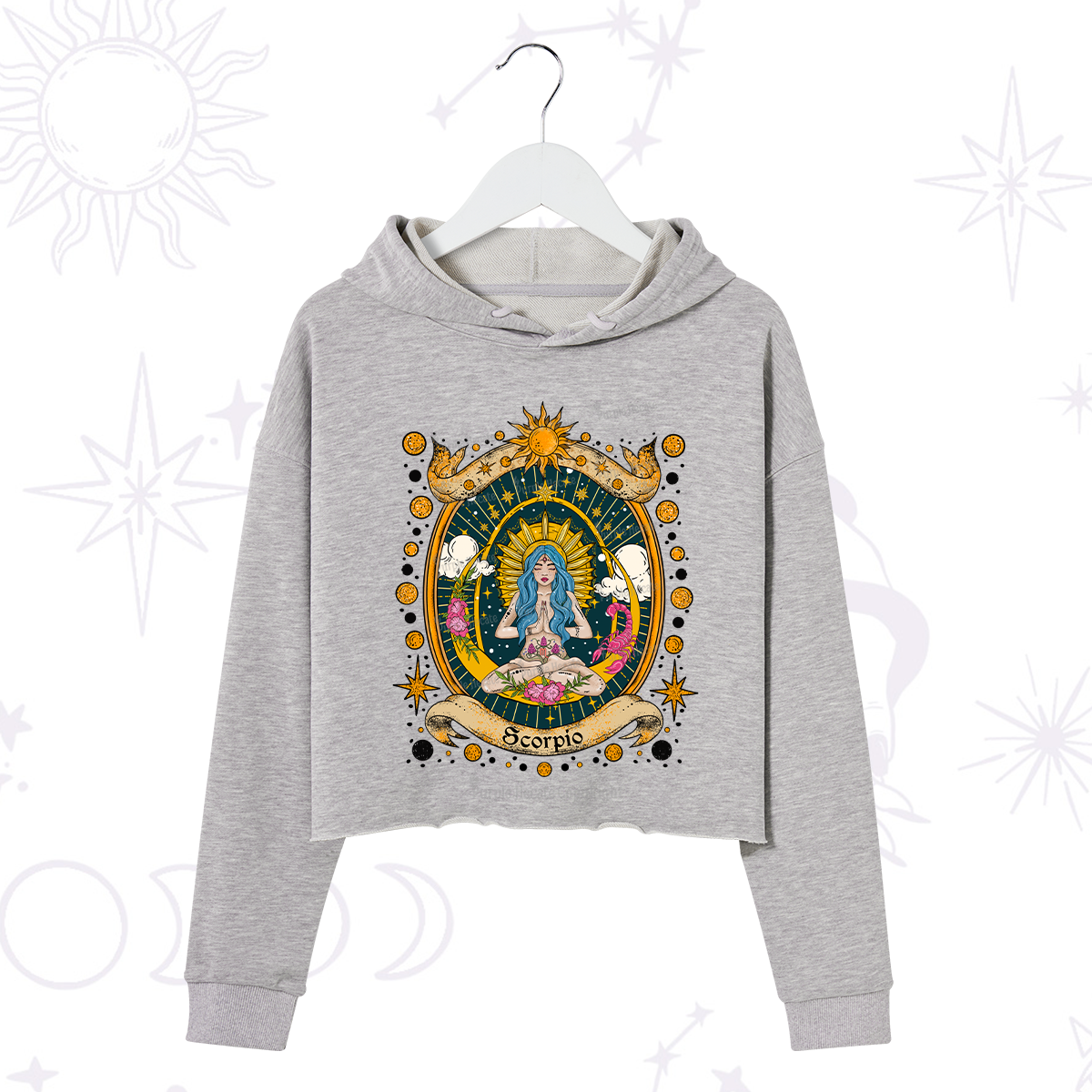 Purplehecate Scorpio Celestial Charm Zodiac Crop Hoodie