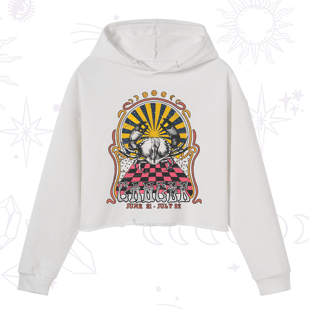 Purplehecate Cancer Crew Zodiac Crop Hoodie