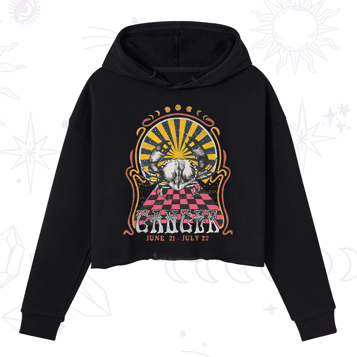 Purplehecate Cancer Crew Zodiac Crop Hoodie