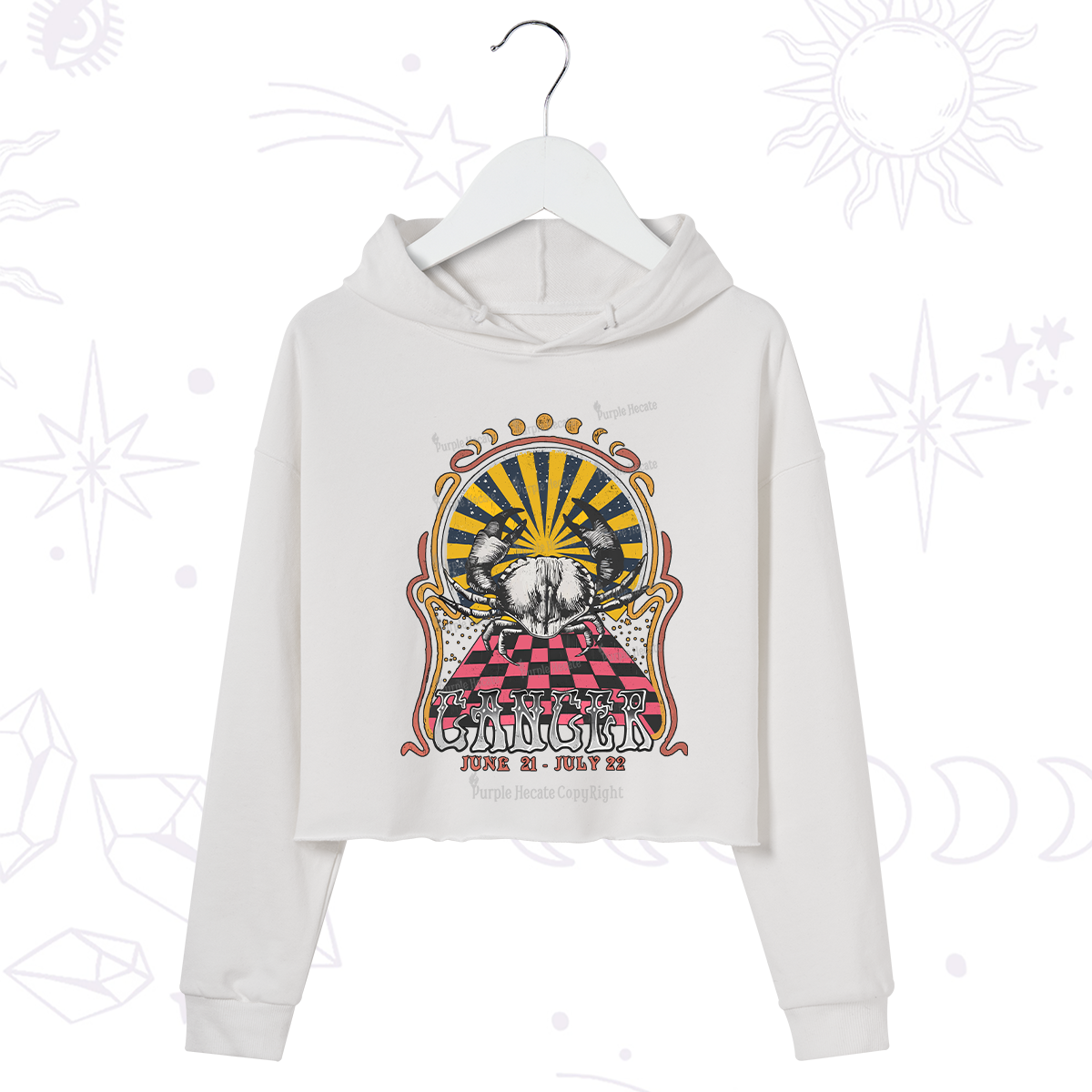 Purplehecate Cancer Crew Zodiac Crop Hoodie