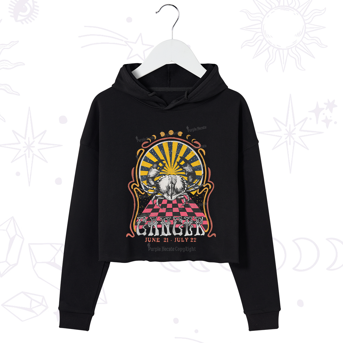 Purplehecate Cancer Crew Zodiac Crop Hoodie