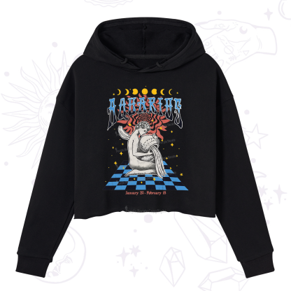 Purplehecate Aquarius Crew Zodiac Crop Hoodie