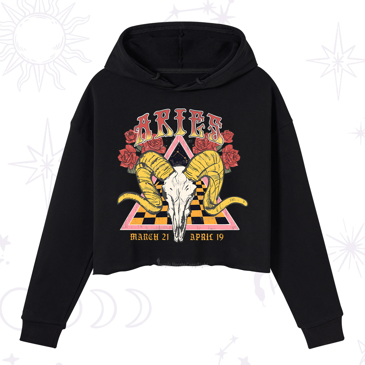 Purplehecate Aries Crew Zodiac Crop Hoodie