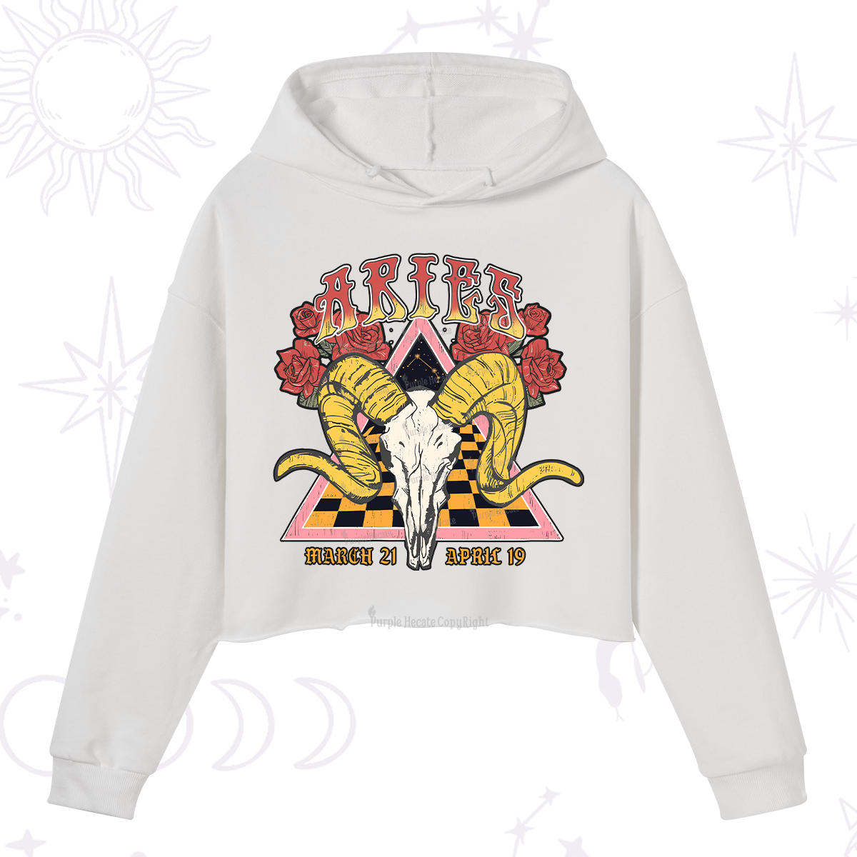 Purplehecate Aries Crew Zodiac Crop Hoodie