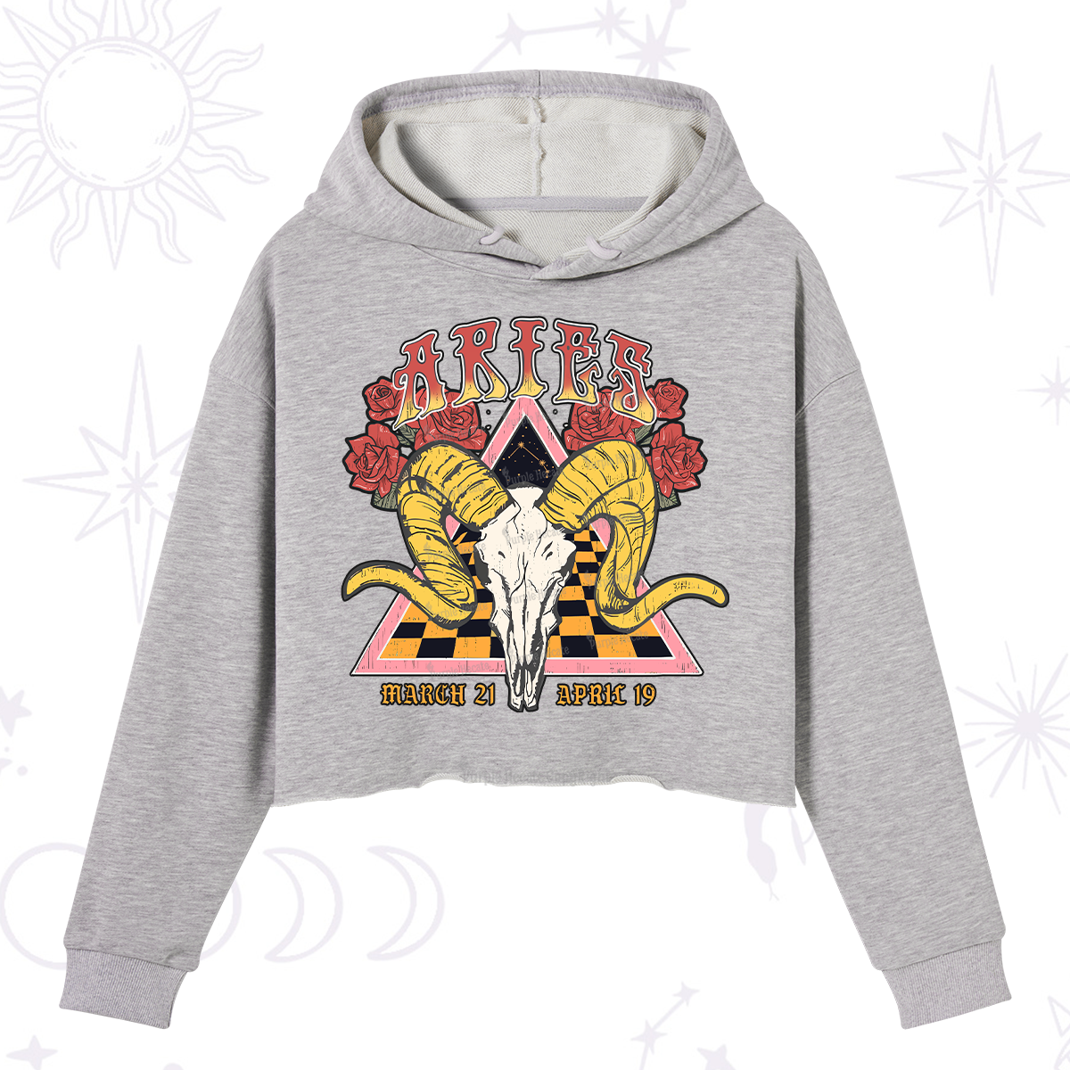 Purplehecate Aries Crew Zodiac Crop Hoodie