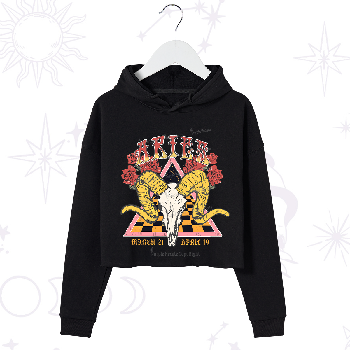 Purplehecate Aries Crew Zodiac Crop Hoodie