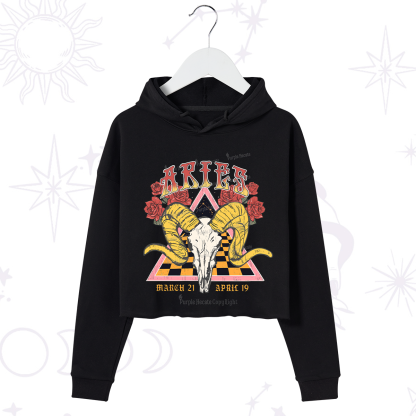 Purplehecate Aries Crew Zodiac Crop Hoodie
