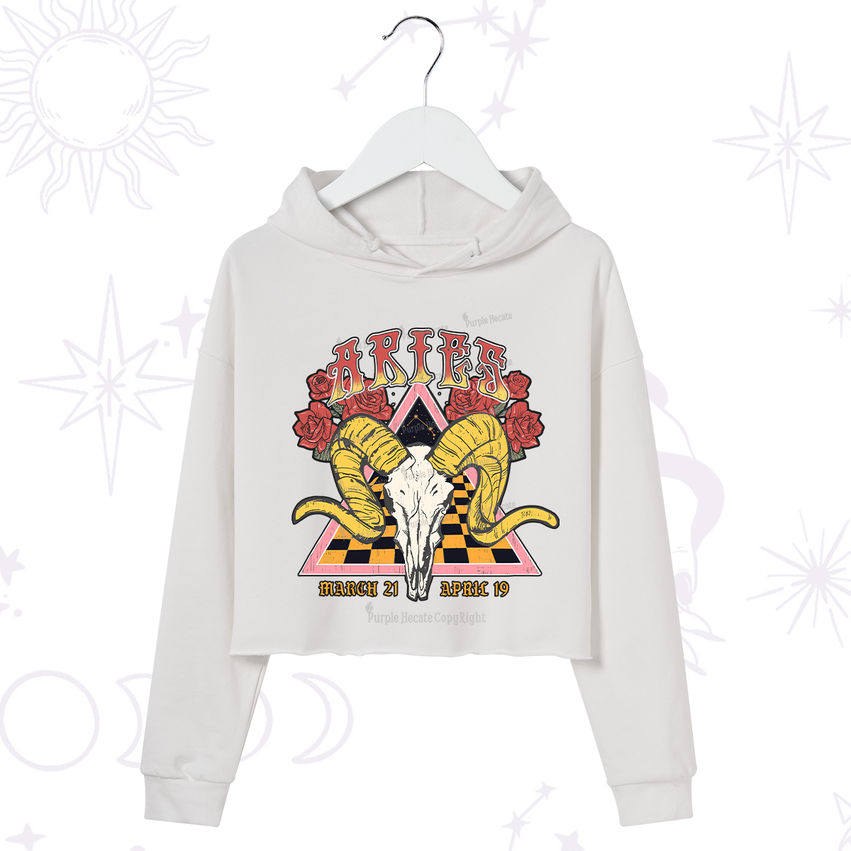 Purplehecate Aries Crew Zodiac Crop Hoodie